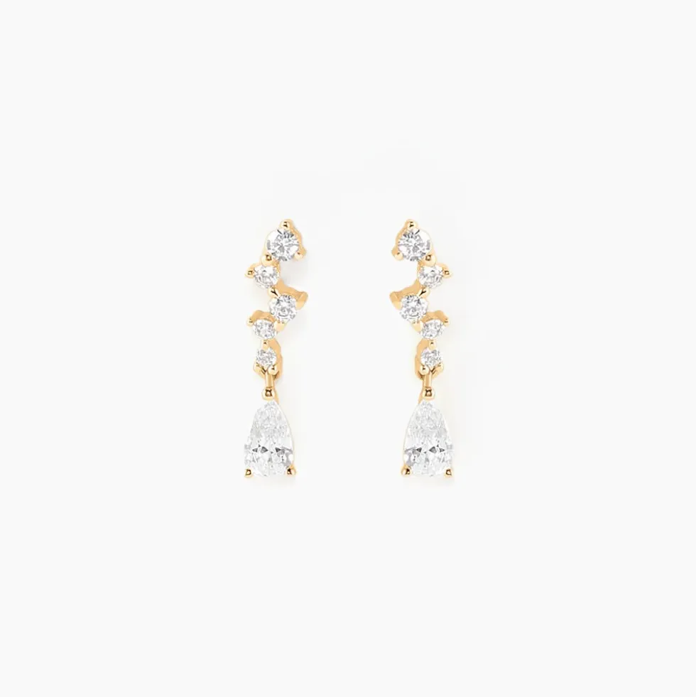 Boucles D'oreilles Pendantes Cegolene Or Jaune Oxyde De Zirconium