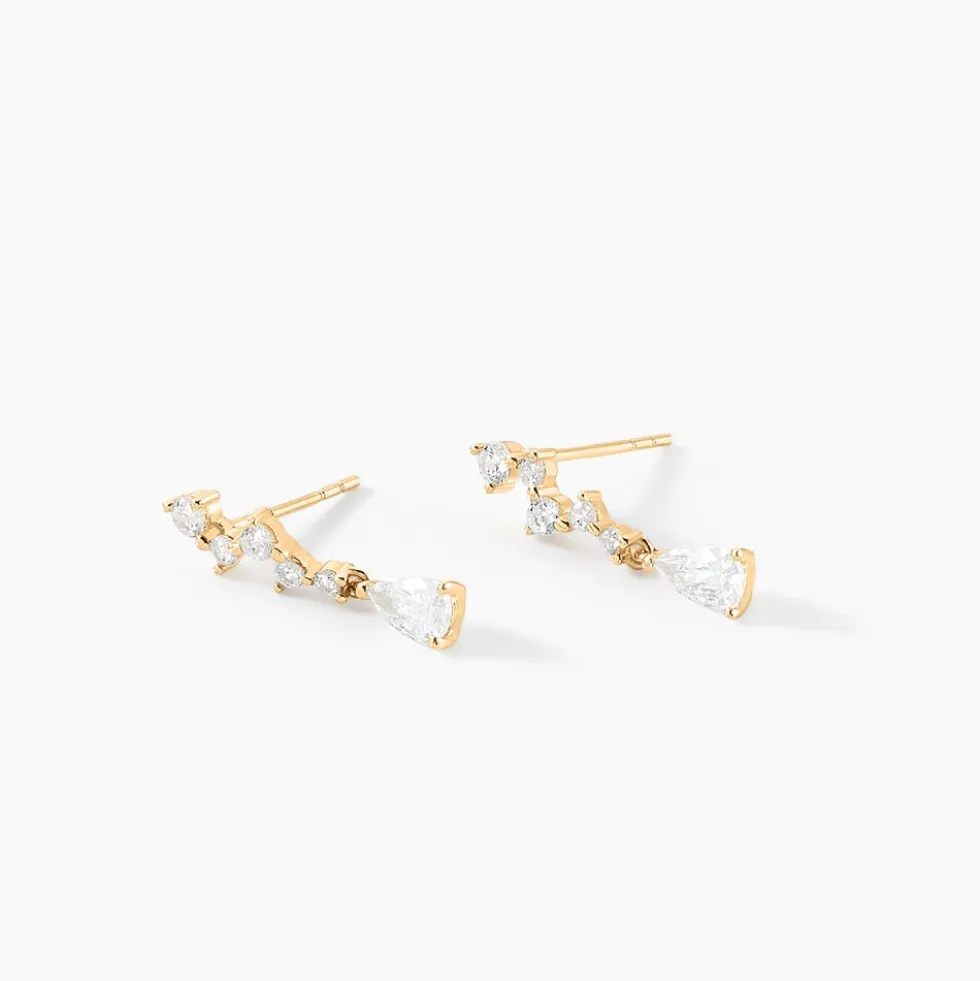 Boucles D'oreilles Pendantes Cegolene Or Jaune Oxyde De Zirconium