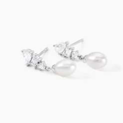 Boucles D'Oreilles Pendantes Elea Argent Blanc Perle De Culture Oxyde De Zirconium