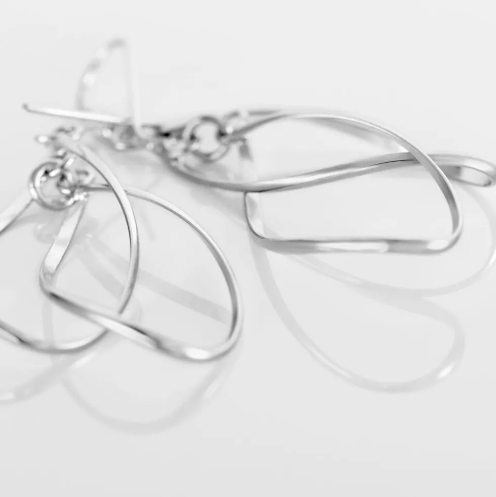 Boucles D'oreilles Pendantes Twisty Argent Blanc