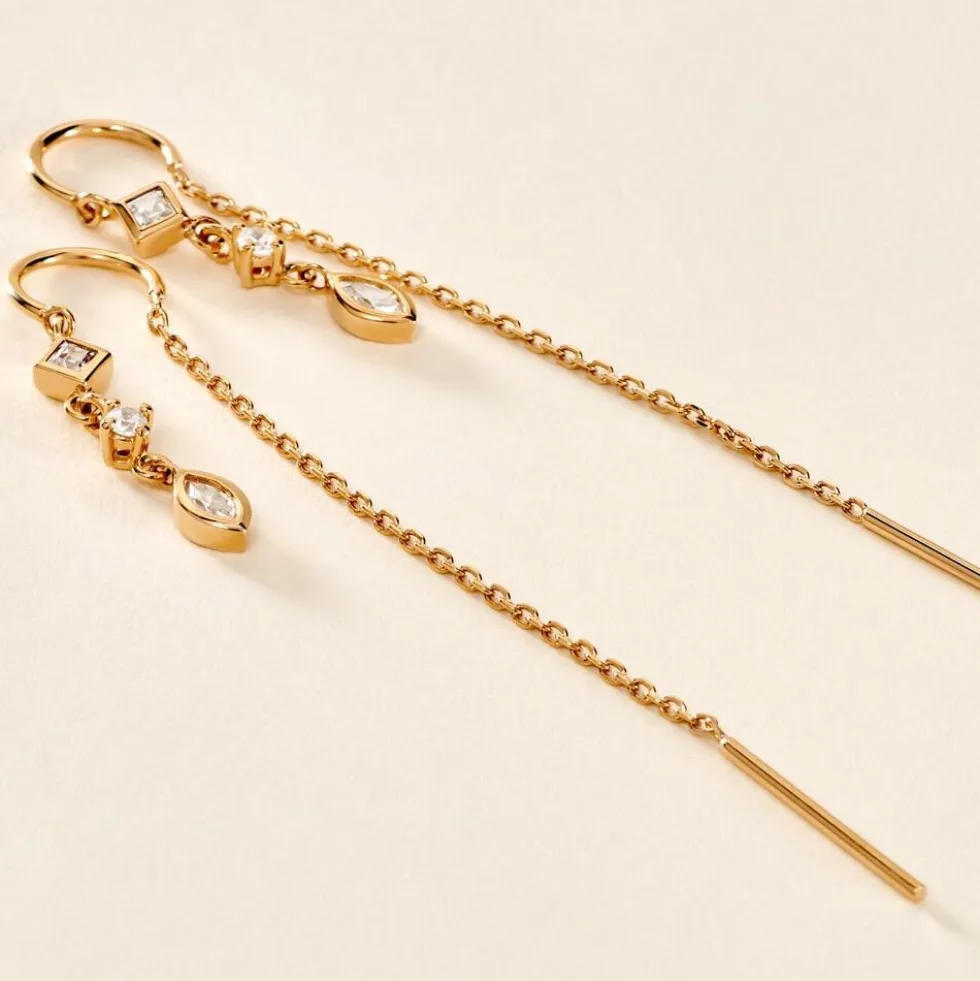 Boucles D'oreilles Pendantes Evodie Argent Blanc Oxyde De Zirconium