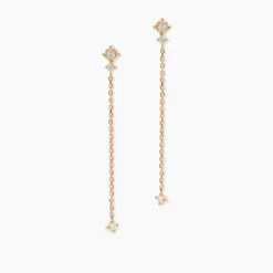 Boucles D'oreilles Pendantes éclat Perlé Plaqué Or Oxyde De Zirconium