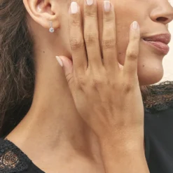Boucles D'oreilles Pendantes Paciane Or Blanc Oxyde De Zirconium