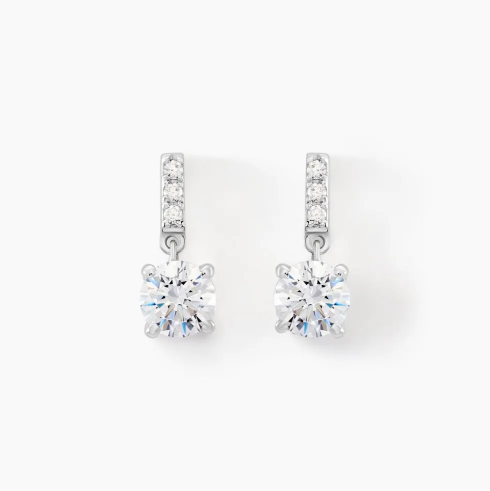 Boucles D'oreilles Pendantes Paciane Or Blanc Oxyde De Zirconium