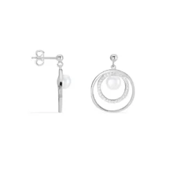 Boucles D'oreilles Pendantes Oksana Argent Perle De Culture Et Oxyde