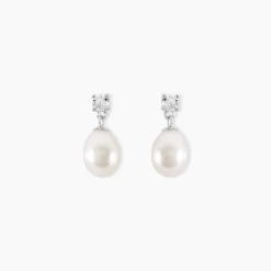 Boucles D'oreilles Pendantes Dolores Argent Perle De Culture Et Oxyde