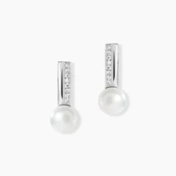 Boucles D'oreilles Pendantes Kathy Argent Perle De Culture Et Oxyde