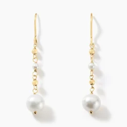 Boucles D'oreilles Pendantes Bindy Or Jaune Perle De Culture