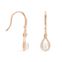Boucles D'oreilles Pendantes Majida Argent Perle De Culture Et Oxyde