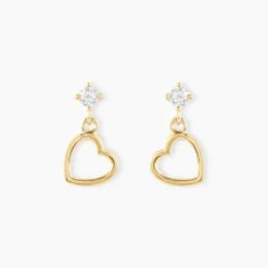 Boucles D'oreilles Pendantes Euria Cœur Or Jaune