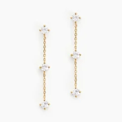 Boucles D'oreilles Pendantes Ethere Or Jaune Oxyde De Zirconium