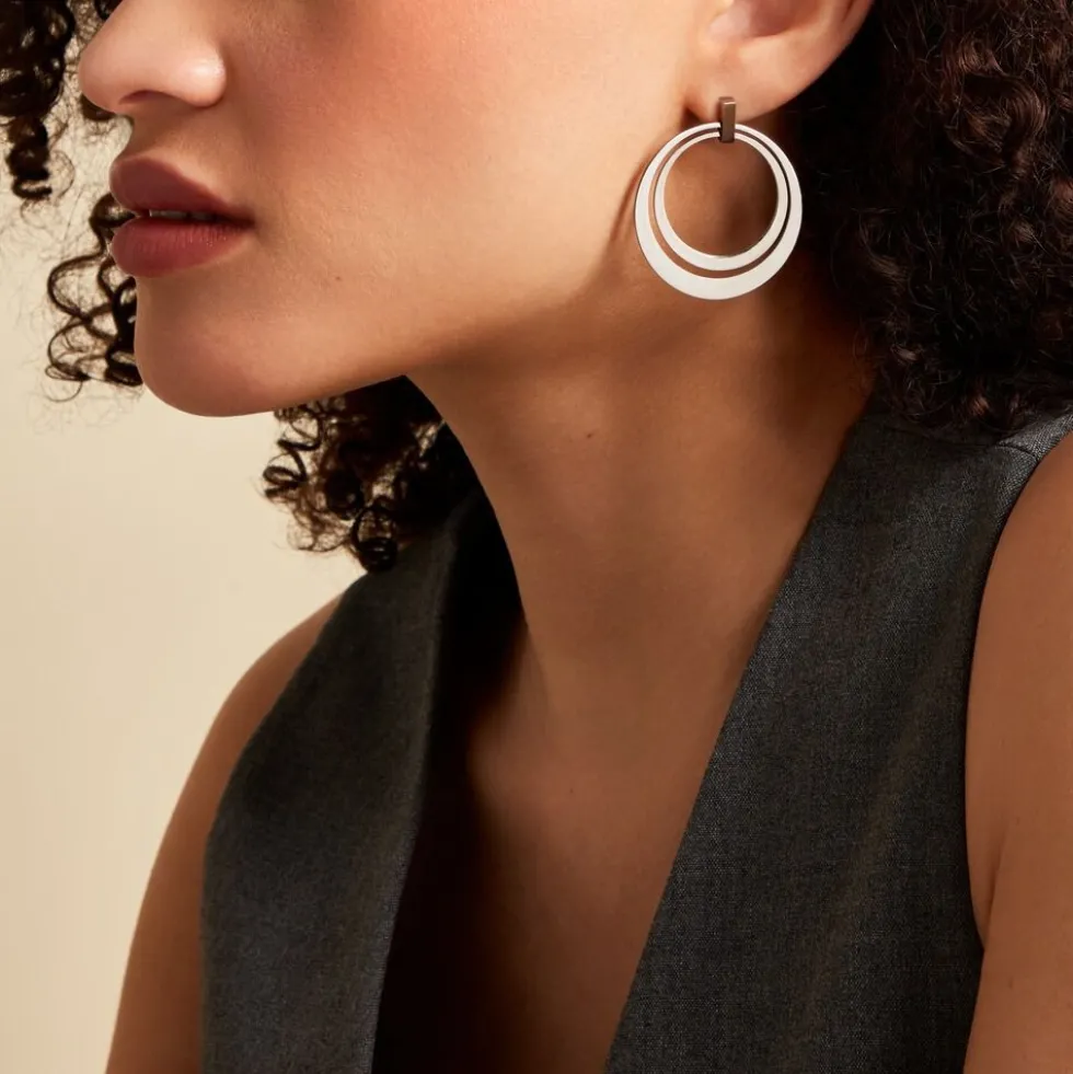 Boucles D'oreilles Pendantes Saffy Acier Blanc