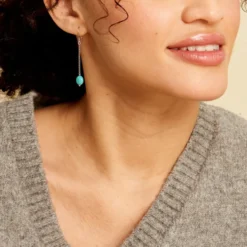 Boucles D'oreilles Pendantes Graziana Argent Blanc Turquoise