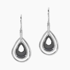 Boucles D'oreilles Pendantes Brewen Argent Blanc Céramique Et Oxyde