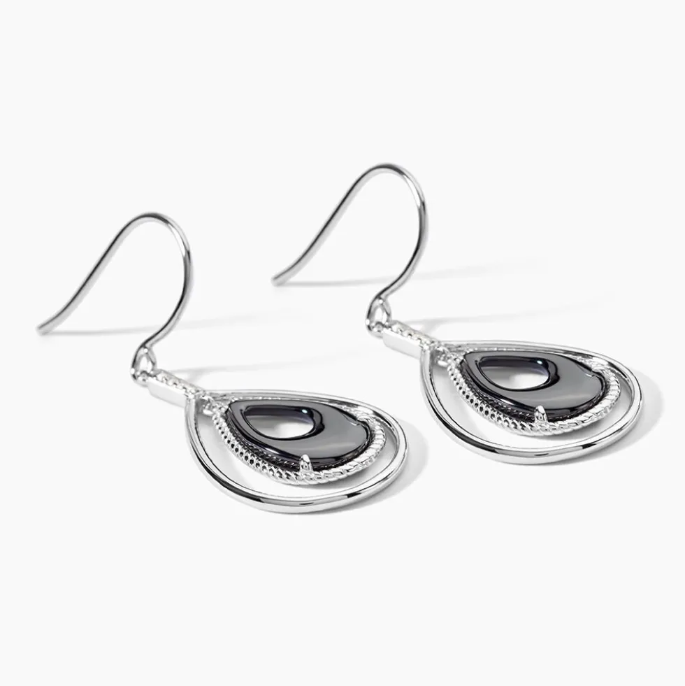 Boucles D'oreilles Pendantes Brewen Argent Blanc Céramique Et Oxyde