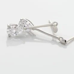 Boucles D'oreilles Pendantes Goutte Or Blanc Oxyde De Zirconium
