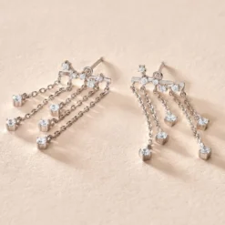 Boucles D'oreilles Pendantes Marsala Argent Blanc Oxyde De Zirconium