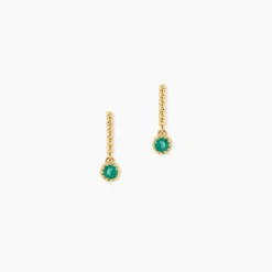 Boucles D'Oreilles Pendantes Emaria Or Jaune Emeraude