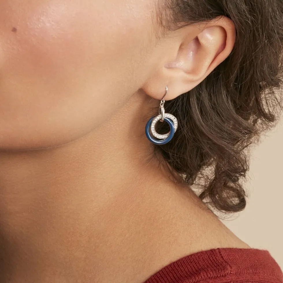 Boucles D'oreilles Pendantes Grizzel Argent Blanc Céramique Oxyde