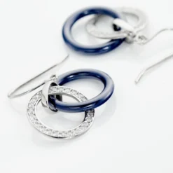 Boucles D'oreilles Pendantes Grizzel Argent Blanc Céramique Oxyde
