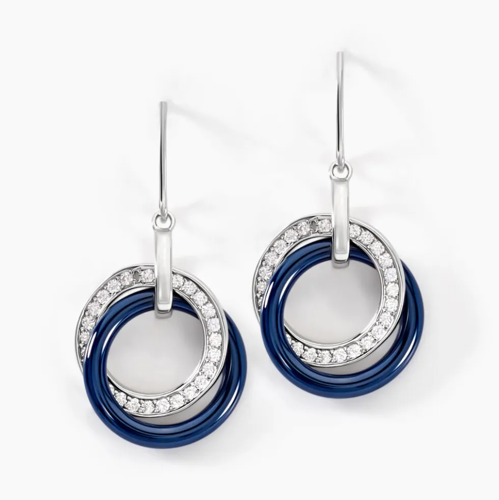 Boucles D'oreilles Pendantes Grizzel Argent Blanc Céramique Oxyde