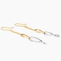 Boucles D'oreilles Pendantes Benedicte Or Bicolore