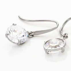 Boucles D'oreilles Pendantes Or Blanc Aedhan Oxydes