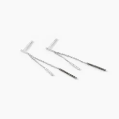 Boucles D'oreilles Pendantes Ainhoaa Or Blanc Diamant