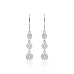 Boucles D'oreilles Pendantes Sandra Argent Blanc Oxyde De Zirconium