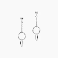 Boucles D'oreilles Pendantes Coline Argent Blanc