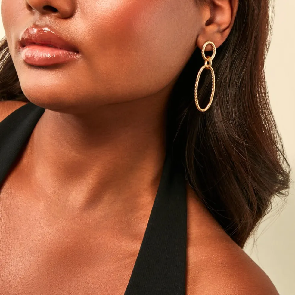 Boucles D'Oreilles Pendantes Franklyn Or Jaune