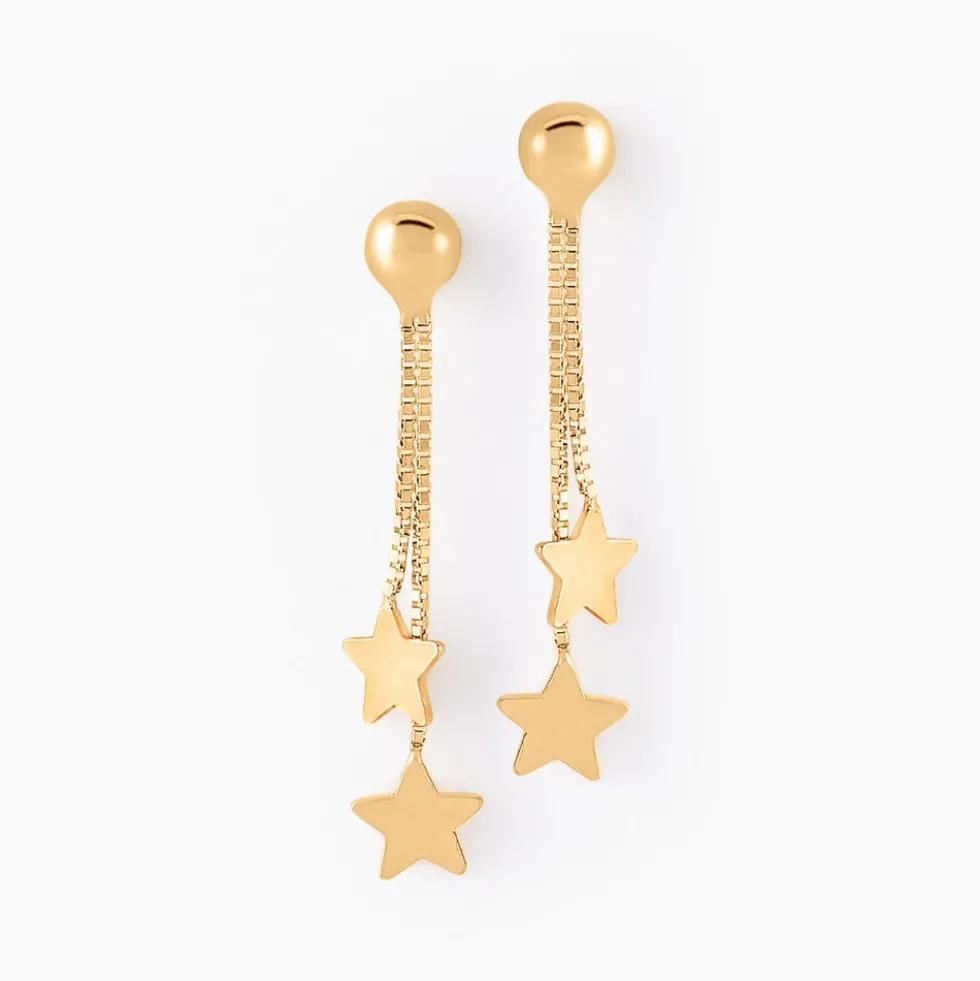 Boucles D'oreilles Pendantes Alphonsine Etoile Or Jaune