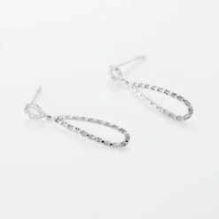 Boucles D'oreilles Pendantes Or Blanc Diamants