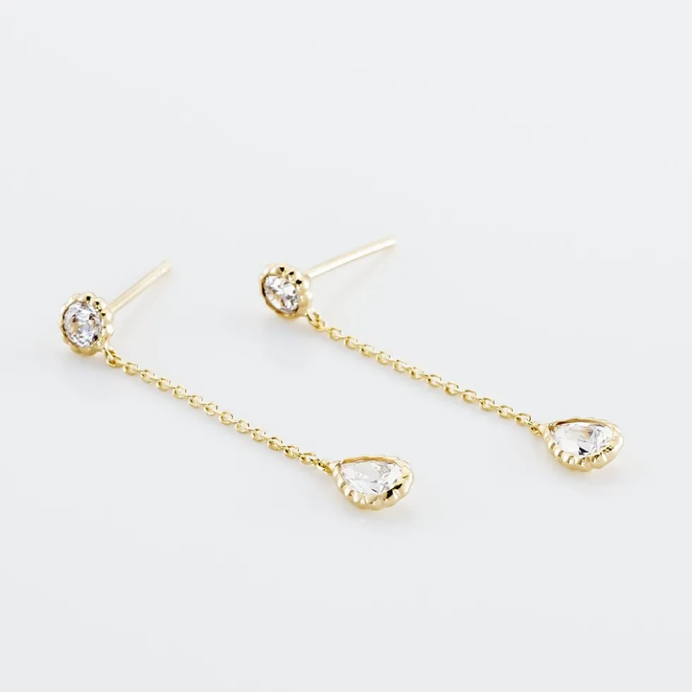 Boucles D'oreilles Pendantes Kadidja Or Jaune Oxyde De Zirconium