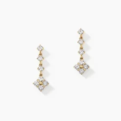 Boucles D'oreilles Pendantes Majestueuse Or Jaune Oxyde De Zirconium