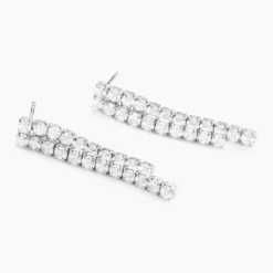 Boucles D'oreilles Pendantes Louann Argent Blanc Oxyde De Zirconium