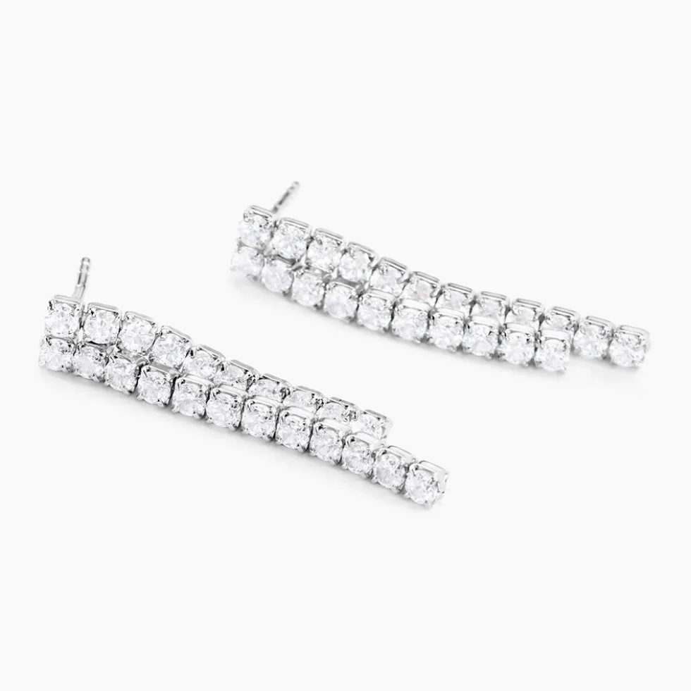 Boucles D'oreilles Pendantes Louann Argent Blanc Oxyde De Zirconium