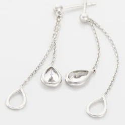 Boucles D'oreilles Pendantes Emerika Or Blanc Oxyde De Zirconium