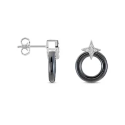 Boucles D'oreilles Pendantes Merelle Argent Blanc Céramique Oxyde