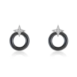 Boucles D'oreilles Pendantes Merelle Argent Blanc Céramique Oxyde