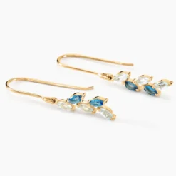 Boucles D'oreilles Pendantes Océan Or Jaune Topaze