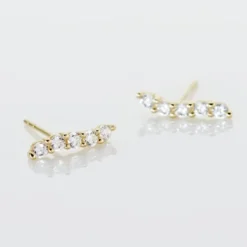 Boucles D'oreilles Pendantes Dahina Or Jaune Oxyde De Zirconium