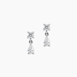 Boucles D'oreilles Pendantes Argent Blanc Braidy Oxydes De Zirconium