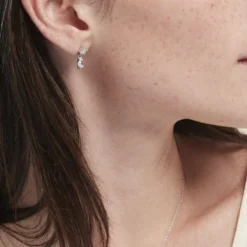 Boucles D'oreilles Pendantes Argent Blanc Braidy Oxydes De Zirconium