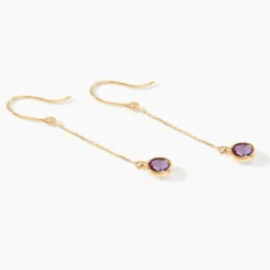 Boucles D'oreilles Pendantes Arenale Or Jaune Amethyste