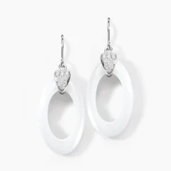 Boucles D'oreilles Pendantes Peer Argent Blanc Oxyde De Zirconium