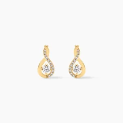 Boucles D'oreilles Pendantes Evana Or Jaune Oxyde De Zirconium