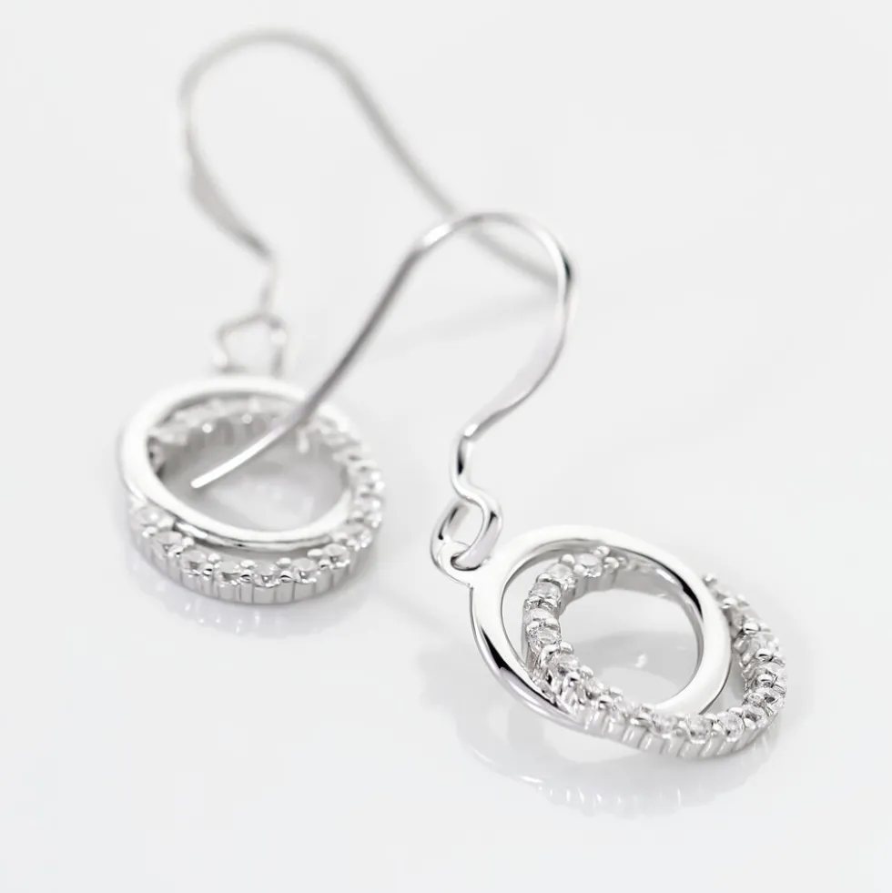 Boucles D'oreilles Pendantes Circus Argent Blanc Oxyde De Zirconium