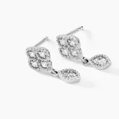 Boucles D'oreilles Pendantes Roseraie Argent Blanc Oxyde De Zirconium