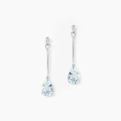 Boucles D'oreilles Pendantes Goutte Or Blanc Topaze